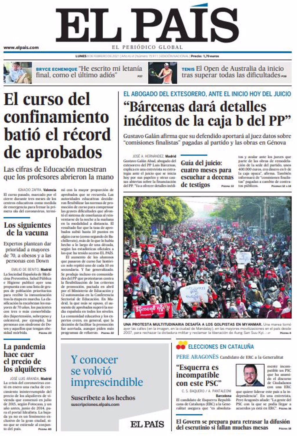 Las Portadas De Los Periodicos Del Lunes 8 De Febrero De 2021