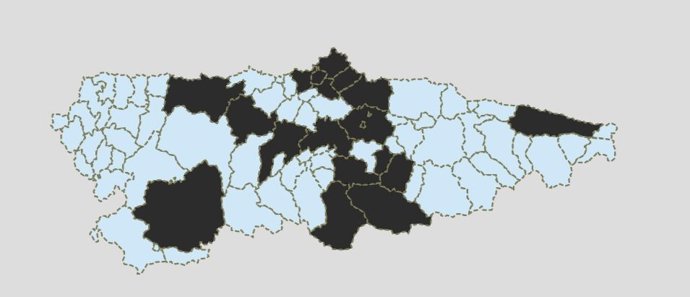 Mapa actualizado de concejos con medidas restrictivas.