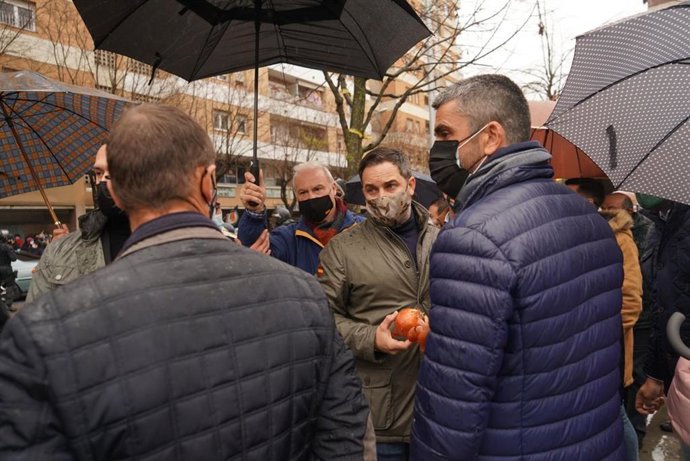 El presidente de Vox, Santiago Abascal, en Salt (Girona)