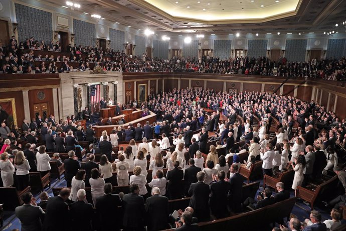 February 5, 2019 - Washington, DC, United States: United States President Donald J. Trump delivers his second annual State of the Union Address to a joint session of the US Congress in the US Capitol. (Alex Edelman / CNP/Contacto)