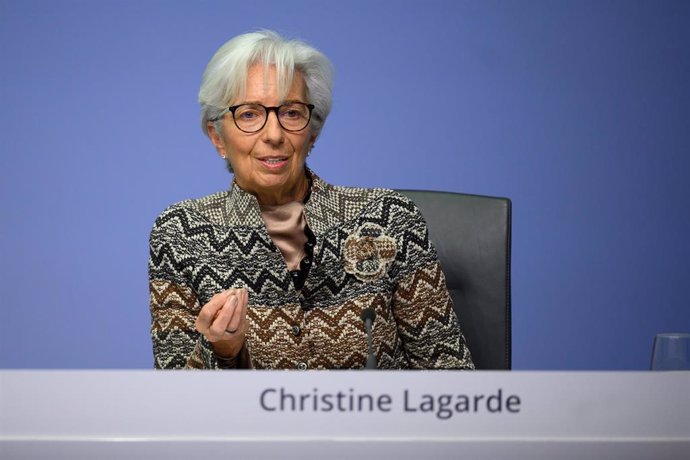 HANDOUT - 10 December 2020, Frankfurt_Main: President of the European Central Bank (ECB) Christine Lagarde speaks during the ECB Governing Council Press Conference. Photo: -/European Central Bank/dpa - ATTENTION: editorial use only and only if the credi