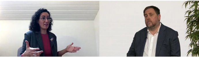 La secretria general d'ERC, Marta Rovira, i el líder del partit, Oriol Junqueras, en una conversa publicada a les xarxes socials.