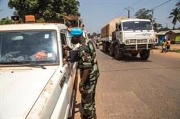 Un convoy con ayuda humanitaria en Bangui, República Centroafricana