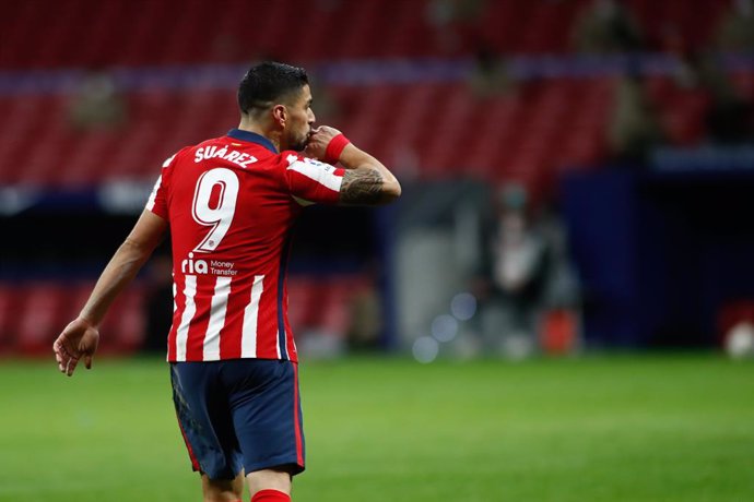 Luis Suarez of Atletico de Madrid celebrates a goal during the spanish league, La Liga Santander, football match played between Atletico de Madrid and RC Celta de Vigo at Santa Metropolitano stadium on february 08, 2021, in Madrid, Spain.