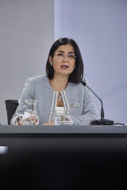 La ministra de Sanidad, Carolina Darias comparece en rueda de prensa tras la reunión del Consejo Interterritorial del Sistema Nacional de Salud, en Madrid (España) a 3 de febrero de 2021.