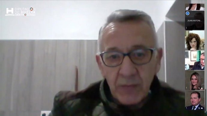 El vicepresidente de Innovación, Economía y Social de la Diputación de Huelva, Juan Antonio García, durante el pleno telemático.
