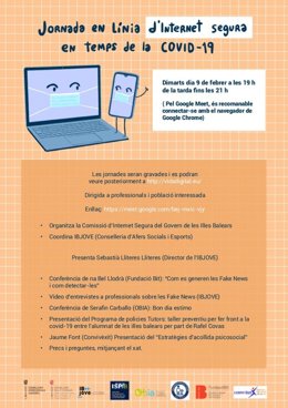 Cartel de la Jornada en línea de Internet Segura en tiempo de la COVID-19.