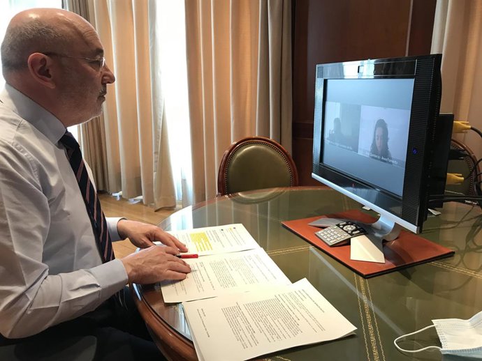 El delegado del Gobierno en Galicia,  Javier Losada, durante una reunión telemática