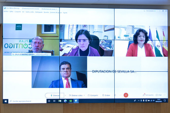 Encuentro telemático de Villalobos con la alcaldesa de Huévar