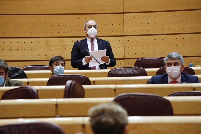 El senador del PSOE riojano, Pedro Montalvo, en una intervención en la Cámara Alta