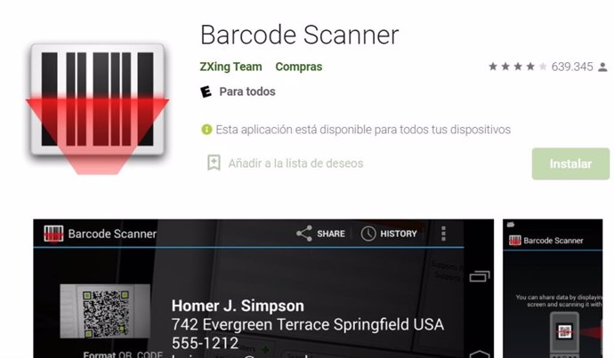 Barcode Scanner original, de ZXing Team.