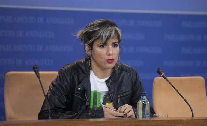 La diputada Teresa Rodríguez ofrece una rueda de prensa tras su incorporación por su permiso por maternidad. (Foto de archivo).