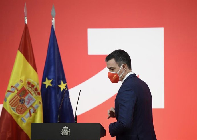 El presidente del Gobierno, Pedro Sánchez, durante la presentación de la Estrategia España Nación Emprendedora