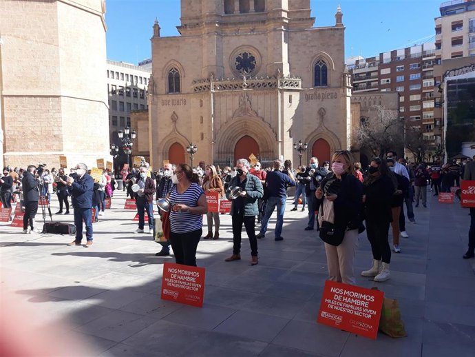 Protesta de los hosteleros en la plaza Mayor