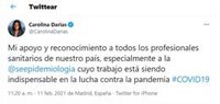 Darias manifiesta su apoyo a la Sociedad Española de Epidemiología, tras las críticas del juez Garrido con el colectivo