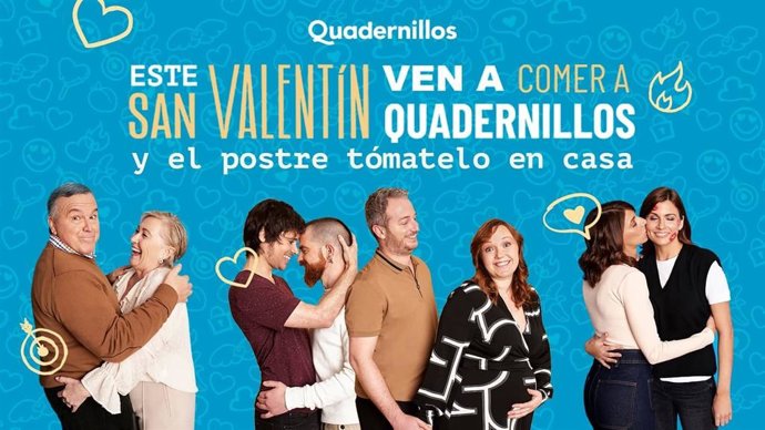 Gráfica publicitaria de la campaña de Quadernillos en San Valentín