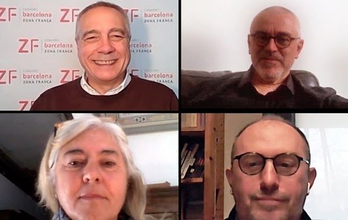 Pere Navarro, Jaume Casals, Gemma Sendra y Carles Feixa en un encuentro virtual