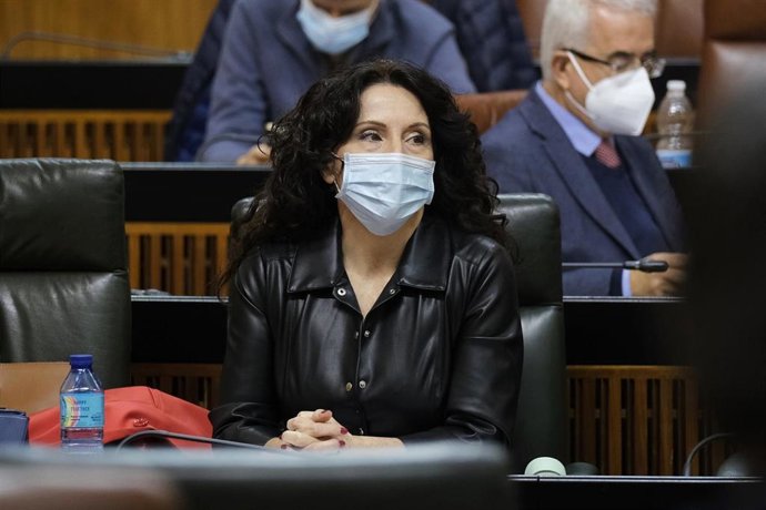 La consejera de Igualdad, Políticas Sociales y Conciliación, Rocío Ruiz, en el Pleno del Parlamento.