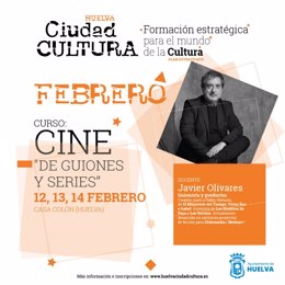 Cartel del curso 'Guiones y Series' dentro del programa 'Huelva Ciudad Cultura' del Ayuntamiento.