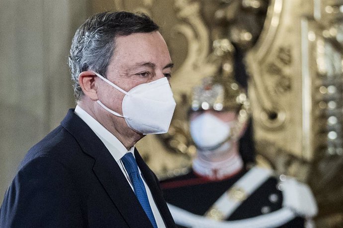 03 February 2021, Italy, Rome: Former President of the European Central Bank Mario Draghi arrives for a meeting with Italian President Sergio Mattarella at the Quirinal Palace for consultations to form a new government following the resignation of Prime