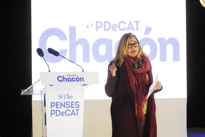 La número dos del PDeCAT a les eleccions, Joana Ortega intervé durant l'inici de campanya del PDeCAT, en el Recinte Modernista Sant Pau, a Barcelona, Catalunya (Espanya), a 28 de gener de 2021. El PDeCAT, després de la seva ruptura amb JxCat combinar a