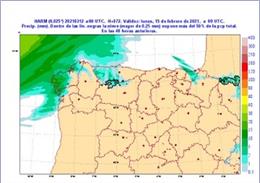Mapa facilitado por la Aemet sobre la previsión meteorológica en CyL para el fin de semana de carnaval