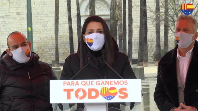 La presidenta de Ciutadans, Inés Arrimadas, en un acte de campanya
