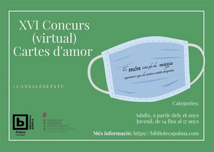 Cartel promocional de la XVI edición del concurso 'Cartas de amor', convocado por la biblioteca pública Can Sales.