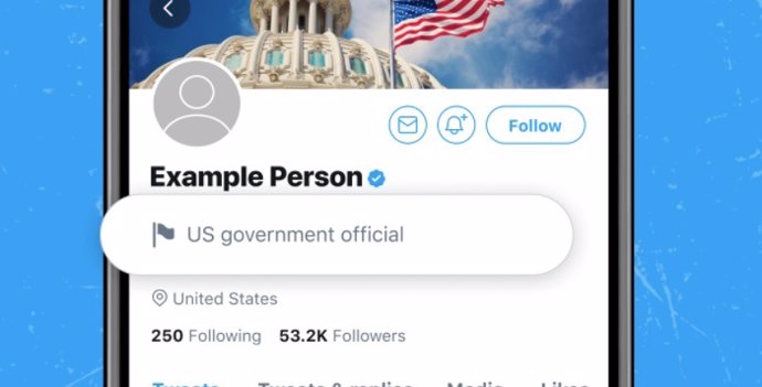 Etiqueta identificativa de Twitter en cuentas oficiales de gobiernos