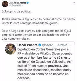 Intercambio de críticas entre el diputado del PP y alcalde de Villalón de Campos, José Ángel Alonso, y el alcalde de Valladolid, Óscar Puente (PSOE).