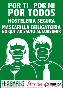 Cartel de la campaña por el uso de la mascarilla en la hostelería