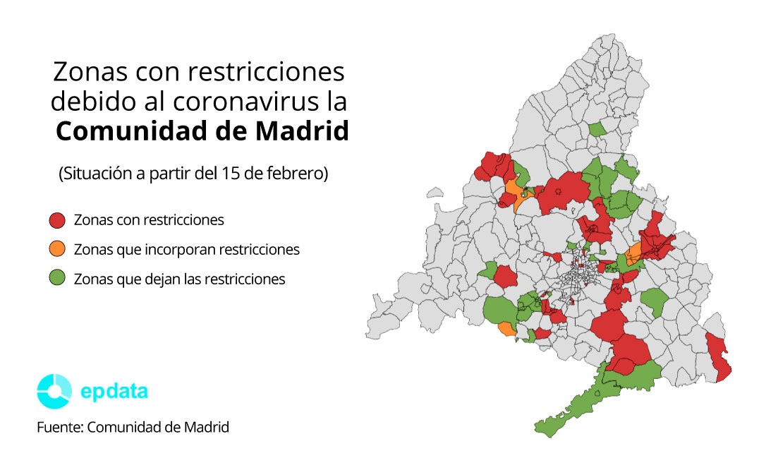 Zonas con restricciones debido al coronavirus en la Comunidad de Madrid