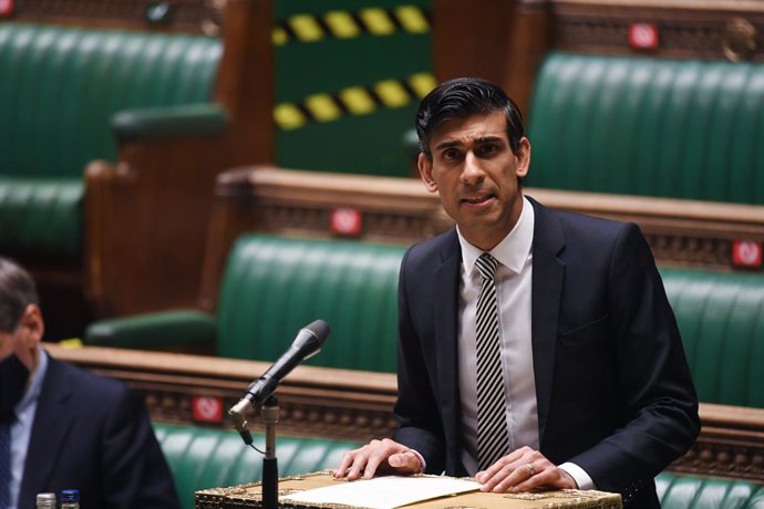 HANDOUT - 11 January 2021, England, London: Britain's Chancellor of the Exchequer Rishi Sunak gives a statement on the economy in the House of Commons. Photo: Uk Parliament/Jessica Taylor/PA Media/dpa - ATTENTION: editorial use only and only if the cred