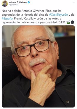 El presidente de la Junta, Alfonso Fernández Mañueco, lamenta la muerte del cineasta Antonio Giménez-Rico.