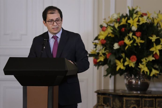 13 February 2020, Colombia, Bogota: Francisco Barbosa delivers a speech during a ceremony where he was sworn-in as Colombia's new Attorney General. Photo: Sergio Acero/colprensa/dpa