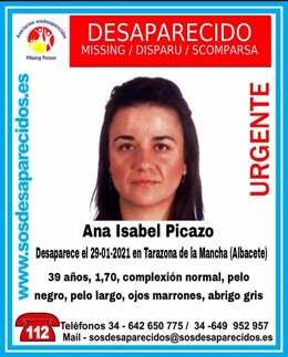 Desaparece Ana Isabel Picazo en Tarazona de la Mancha (Albacete)