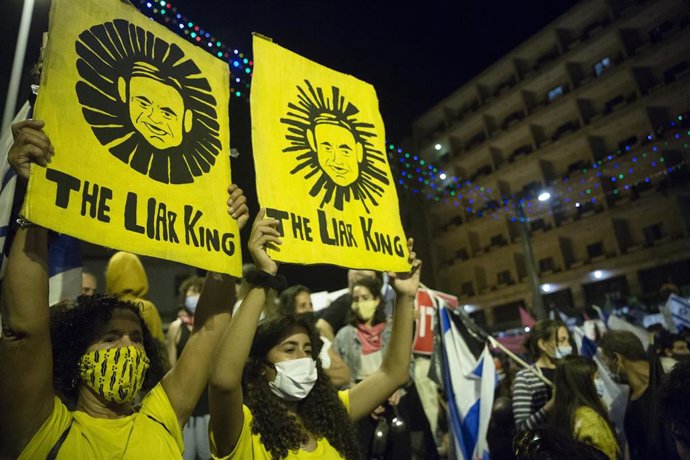 Imagen de archivo de las protestas contra el primer ministro de Israel, Benjamin Netanyahu