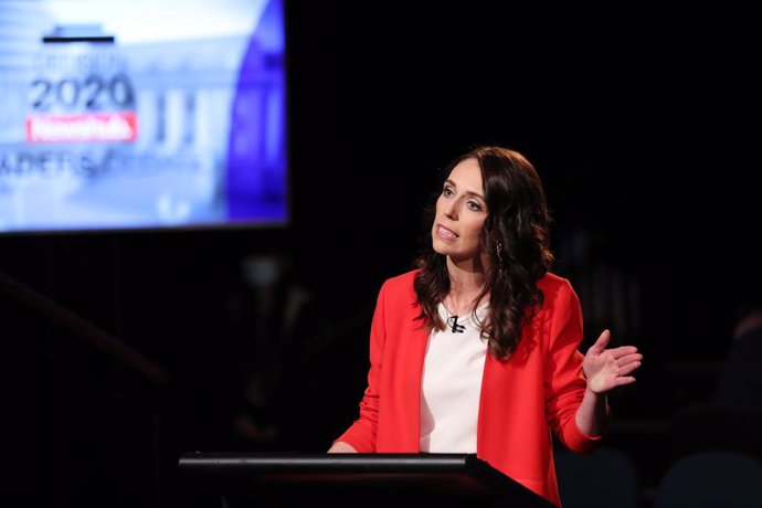 New Zealand Prime Minister Jacinda Ardern is seen during the Newshub Leaders featuring Labour Party Jacinda Ardern and Leader of the National Party Judith Collins in Auckland, Wednesday, September 30, 2020.(AAP Image/POOL, Newshub, Michael Bradley) NO 