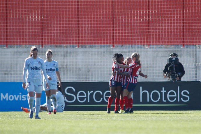 Ludmila Da Silva of Atletico de Madrid celebrates a goal during the spanish women league, Primera Iberdrola, football match played between Atletico de Madrid and Valencia CF at Ciudad Deportiva Wanda Atletico Madrid on february 14, 2021, in Alcala de He