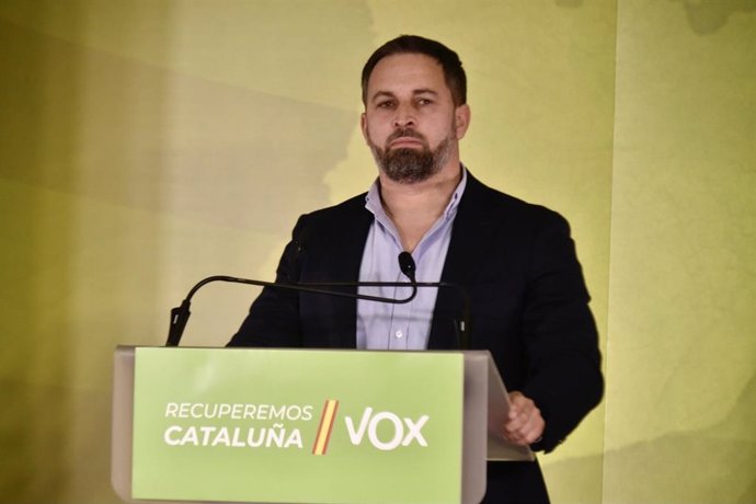 El líder de Vox, Santiago Abascale, este domingo en Barcelona