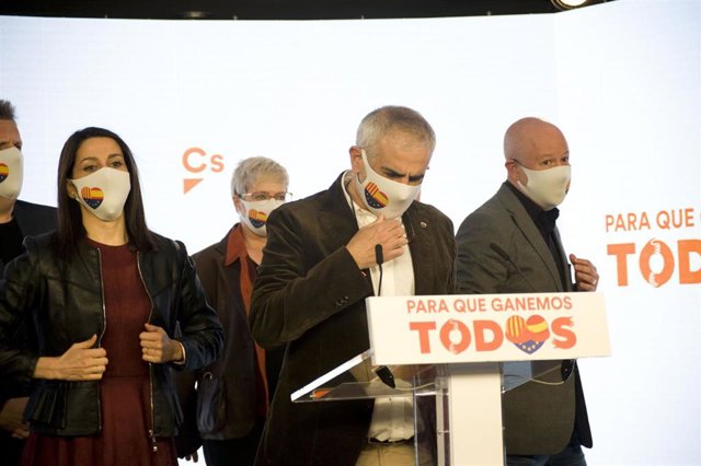 El líder de Cs en Catalunya, Carlos Carrizosa, en la noche electoral del 14F