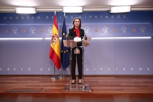La portavoz del PP en el Congreso, Cuca Gamarra, interviene en una rueda de prensa posterior a una Junta de Portavoces programada en la Sala Mariana Pineda del Congreso de los Diputados, Madrid, (España), a 9 de febrero de 2021.