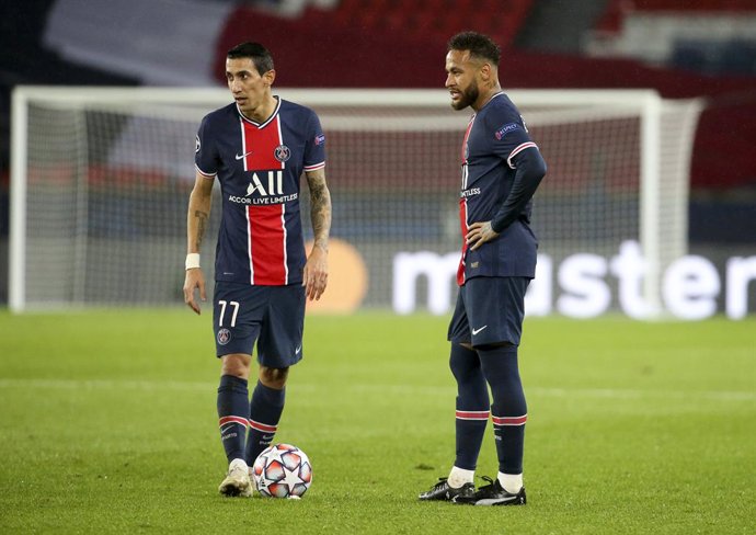 Angel Di Maria, Neymar Jr of PSG during the UEFA Champions League, Group Stage, Group H football match between Paris Saint-Germain (PSG) and Manchester United (Man U) on October 20, 2020 at Parc des Princes stadium in Paris, France - Photo Jean Catuffe 