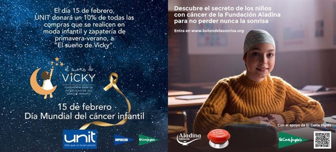 El Corte Inglés lanza dos acciones destinadas a ayudar a los más pequeños en el Día Mundial contra el Cáncer Infantil, que se celebra cada 15 de febrero