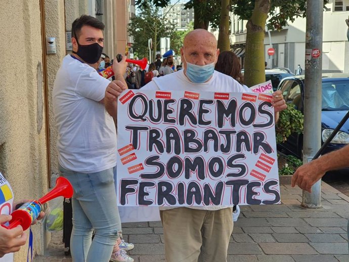 Feriantes en una protesta en Santa Cruz de Tenerife