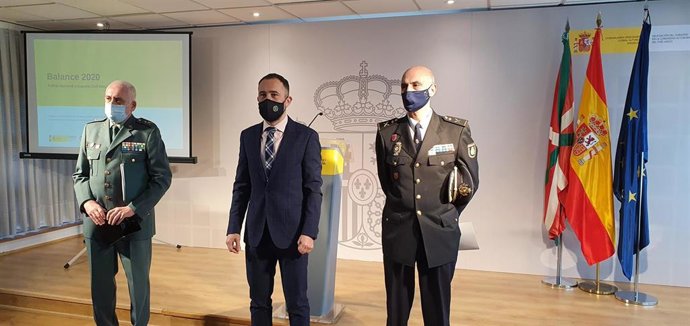 Presentación en Vitoria del balance 2020 de la Policía Nacional y la Guardia Civil por parte del delegado del Gobierno en el País Vasco, Denis Itxaso