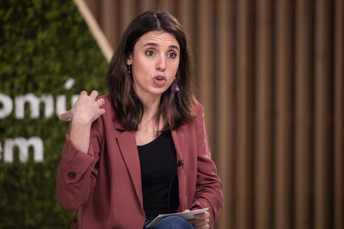 La ministra de Igualdad, Irene Montero, en un acto