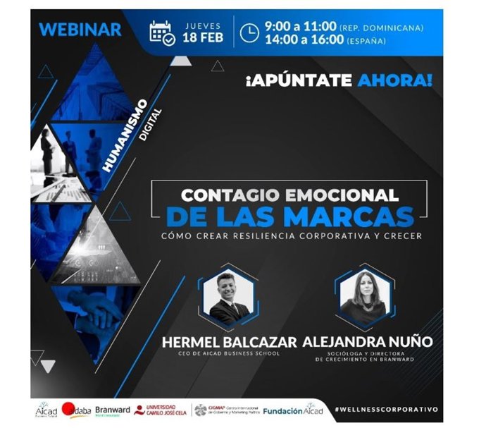 Aicad Business School organiza este jueves un webinar sobre el 'Contagio emocional de las marcas'.