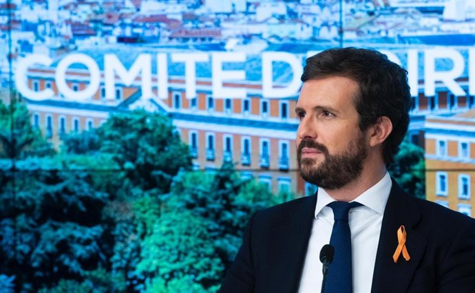 El líder del PP,  Pablo Casado, preside la reunión del comité de dirección del PP. En Madrid, a 17 de noviembre de 2020.