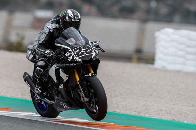 Sam Lowes of the Elf Marc VDS Racing Team in the Moto2 category in action during a training session celebrated at Circuito Ricardo Tormo on february 25, 2021, in Cheste, Valencia, Spain.
